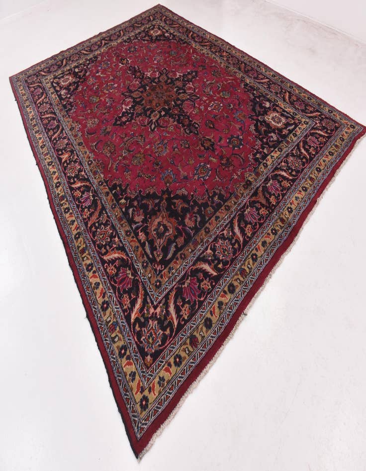 Detail image of  9' 7 x 12' 9  Hand Knotted Mashad Persian Wool Rug