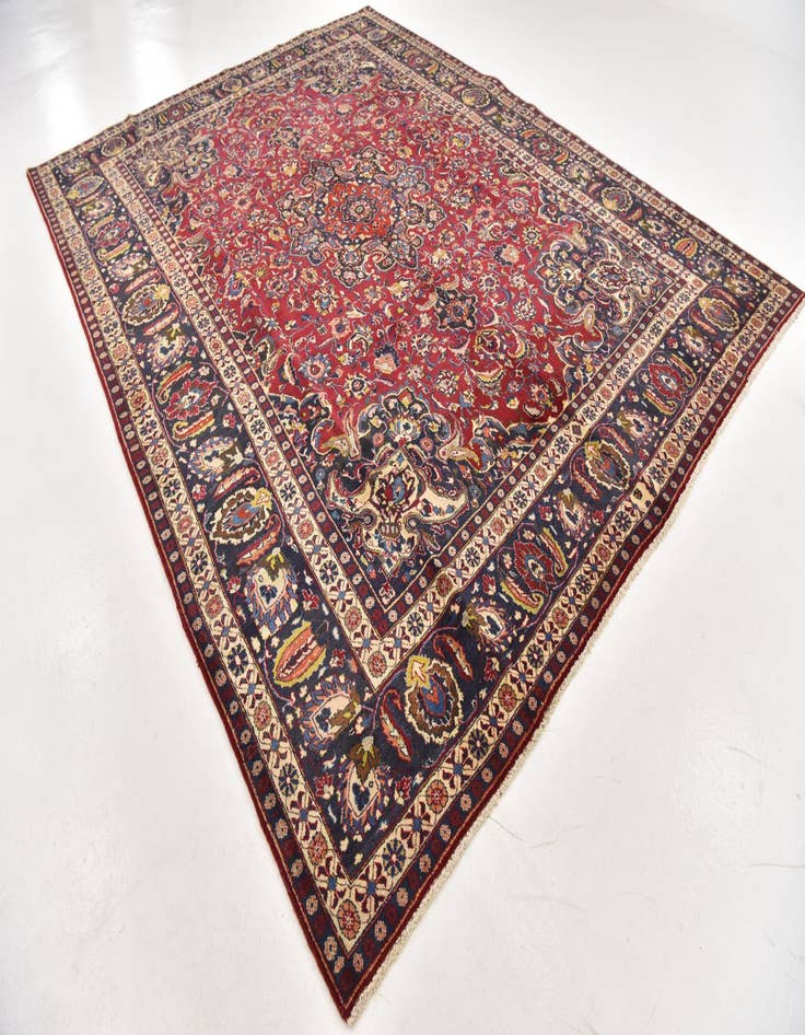 Detail image of  9' 8 x 12' 10  Hand Knotted Mashad Persian Wool Rug