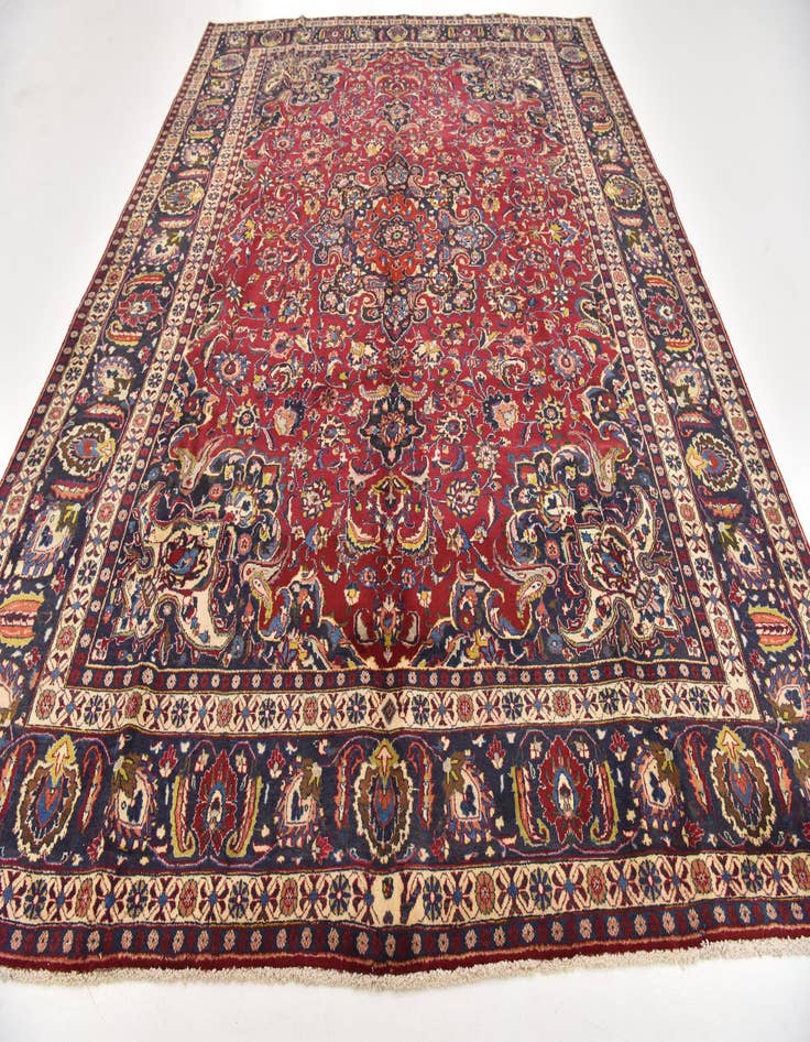 Detail image of  9' 8 x 12' 10  Hand Knotted Mashad Persian Wool Rug