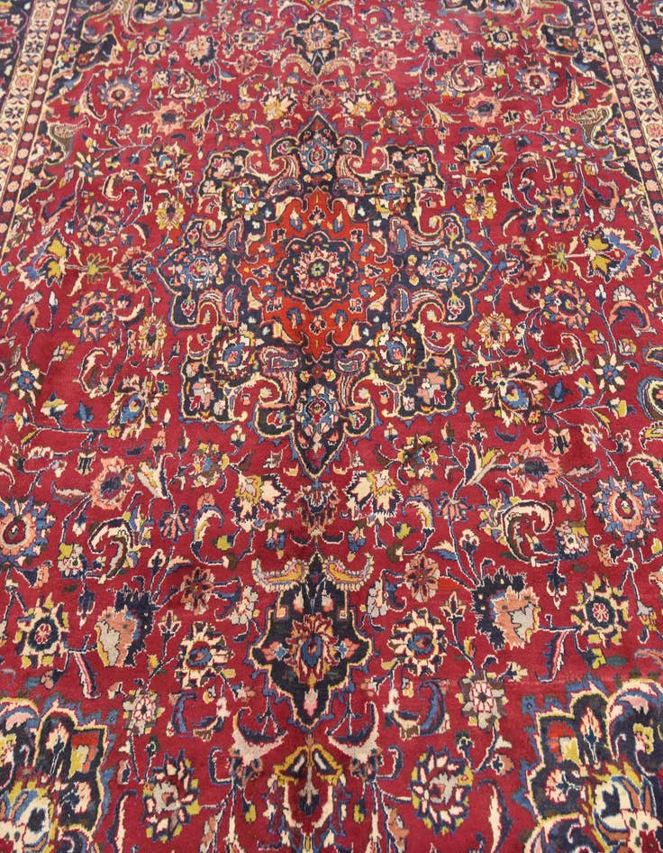 Detail image of  9' 8 x 12' 10  Hand Knotted Mashad Persian Wool Rug