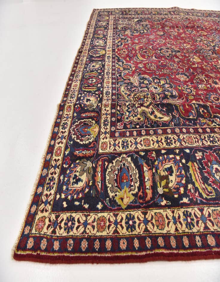 Detail image of  9' 8 x 12' 10  Hand Knotted Mashad Persian Wool Rug