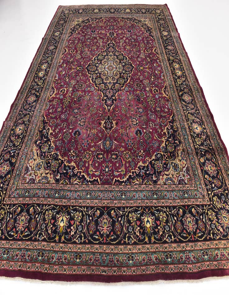 Detail image of  9' 9 x 12' 9  Hand Knotted Mashad Persian Wool Rug