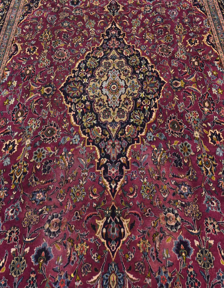 Detail image of  9' 9 x 12' 9  Hand Knotted Mashad Persian Wool Rug
