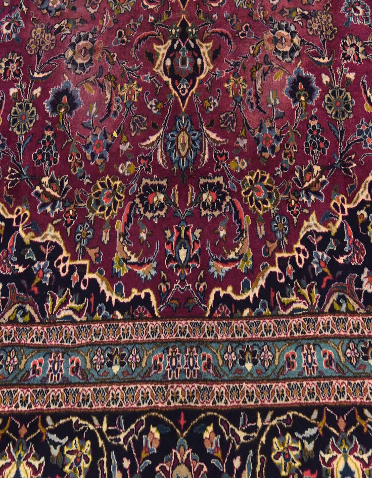 Detail image of  9' 9 x 12' 9  Hand Knotted Mashad Persian Wool Rug