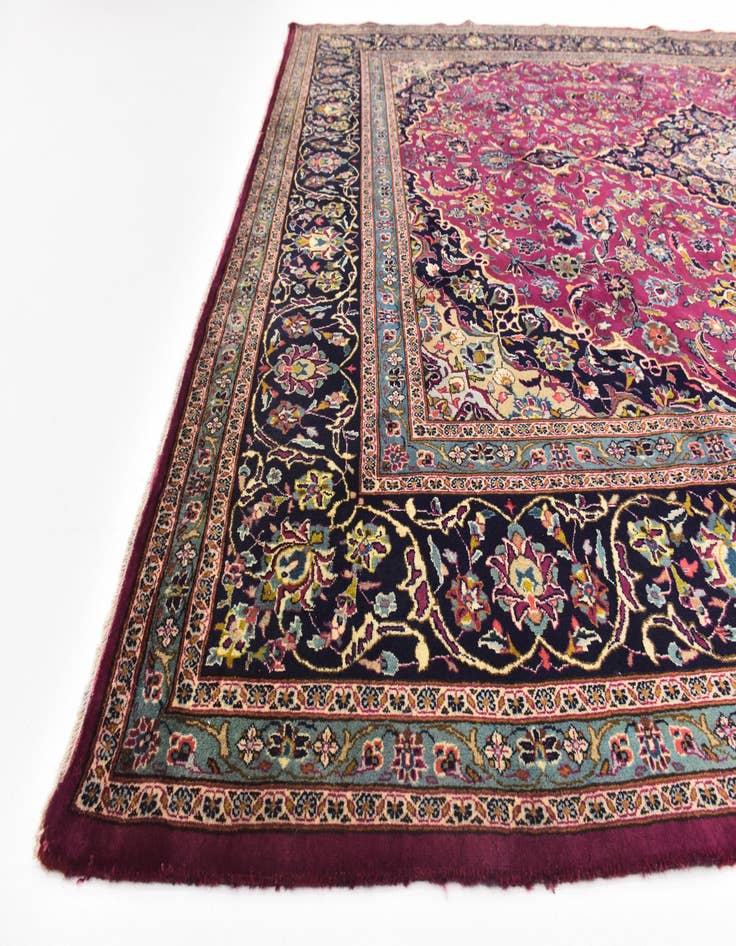 Detail image of  9' 9 x 12' 9  Hand Knotted Mashad Persian Wool Rug