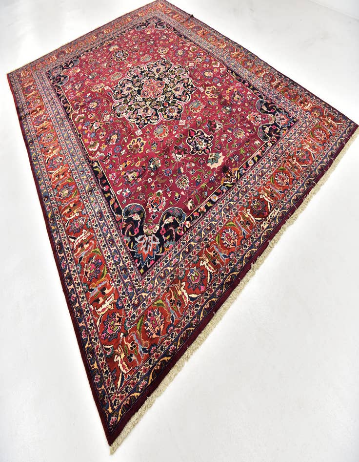 Detail image of  9' 8 x 12' 6  Hand Knotted Mashad Persian Wool Rug