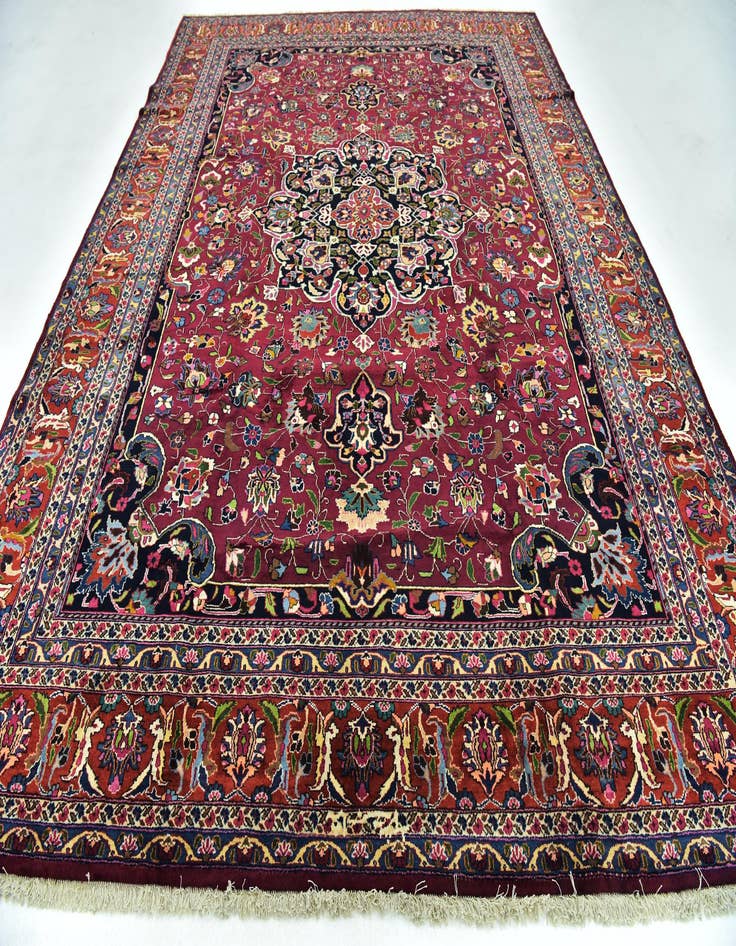 Detail image of  9' 8 x 12' 6  Hand Knotted Mashad Persian Wool Rug