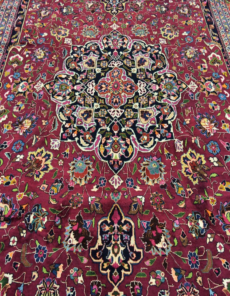 Detail image of  9' 8 x 12' 6  Hand Knotted Mashad Persian Wool Rug