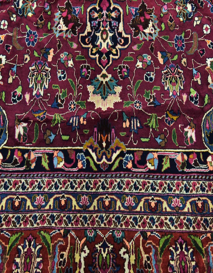 Detail image of  9' 8 x 12' 6  Hand Knotted Mashad Persian Wool Rug