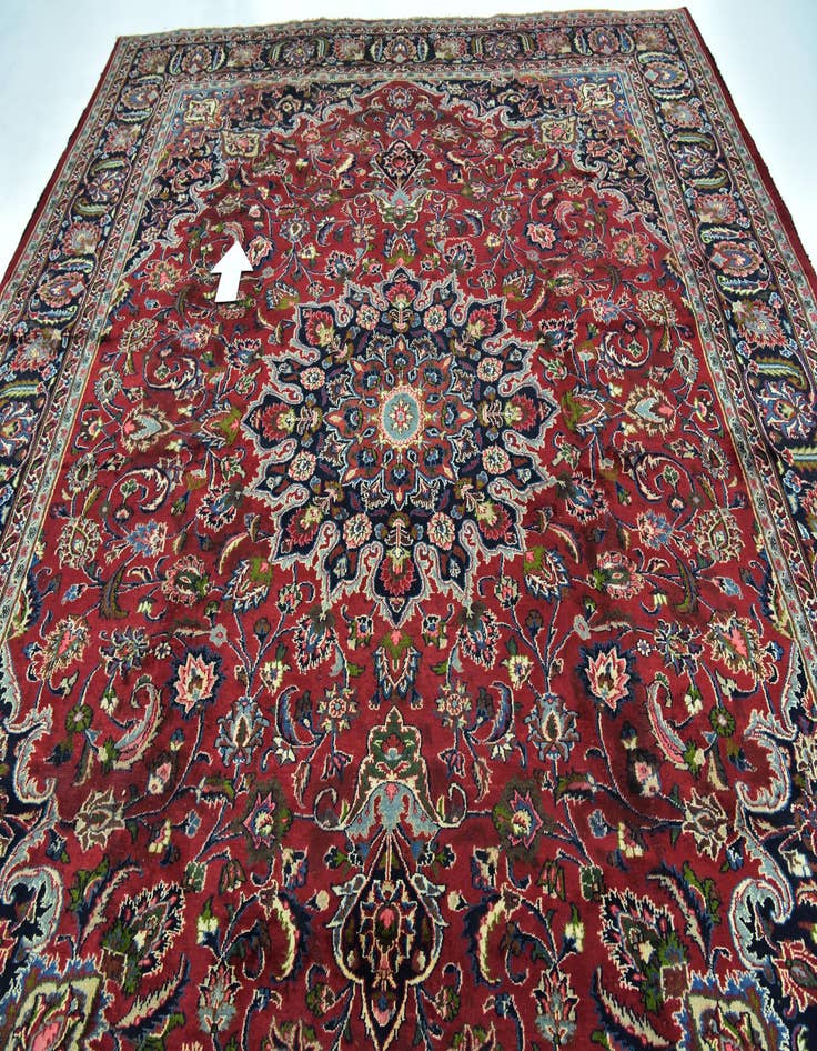Detail image of  9' 9 x 12' 6  Hand Knotted Mashad Persian Wool Rug