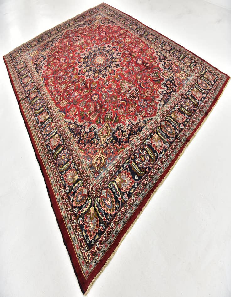 Detail image of  9' 9 x 12' 6  Hand Knotted Mashad Persian Wool Rug