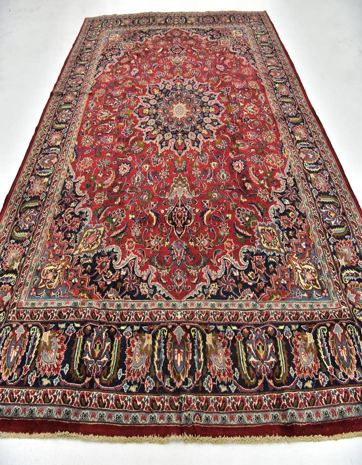 Detail image of  9' 9 x 12' 6  Hand Knotted Mashad Persian Wool Rug