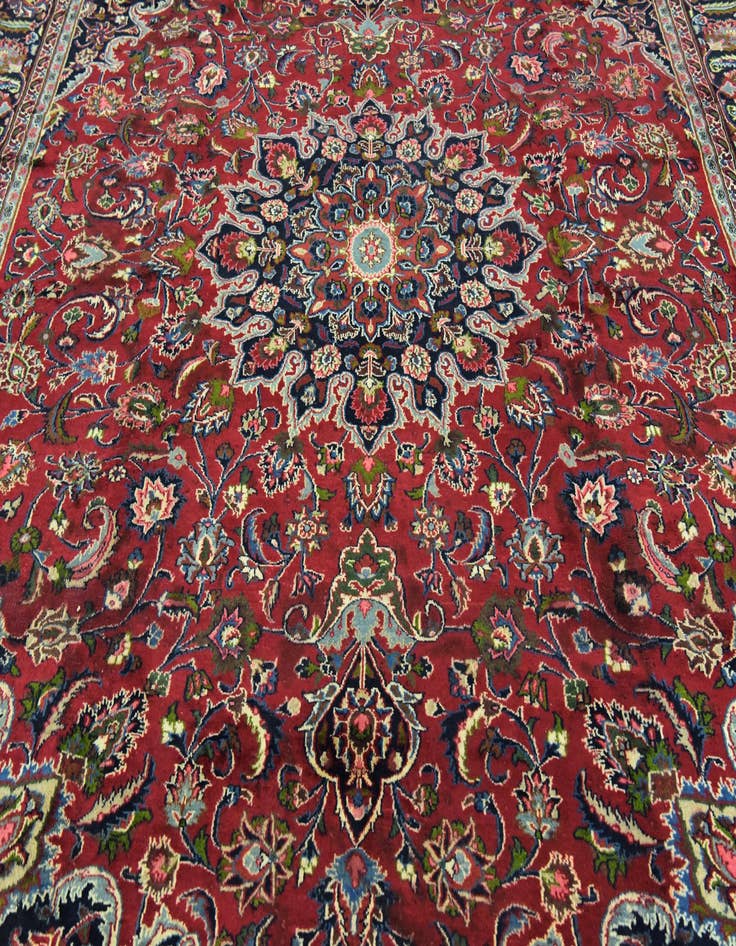 Detail image of  9' 9 x 12' 6  Hand Knotted Mashad Persian Wool Rug