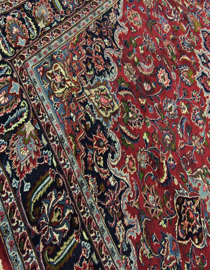 Detail image of  9' 9 x 12' 6  Hand Knotted Mashad Persian Wool Rug