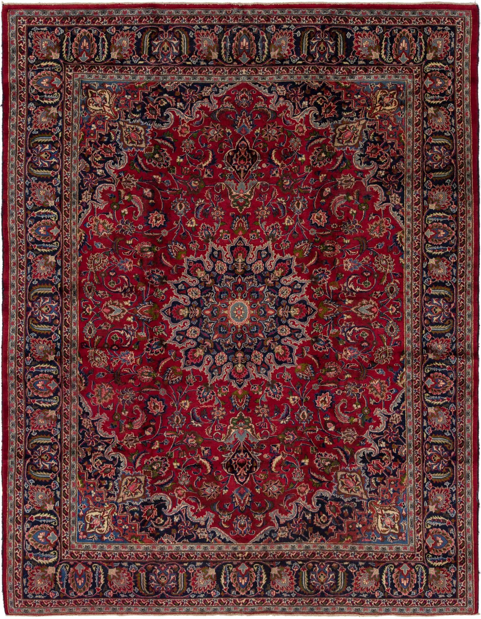 Primary image  9' 9 x 12' 6  Hand Knotted Mashad Persian Wool Rug