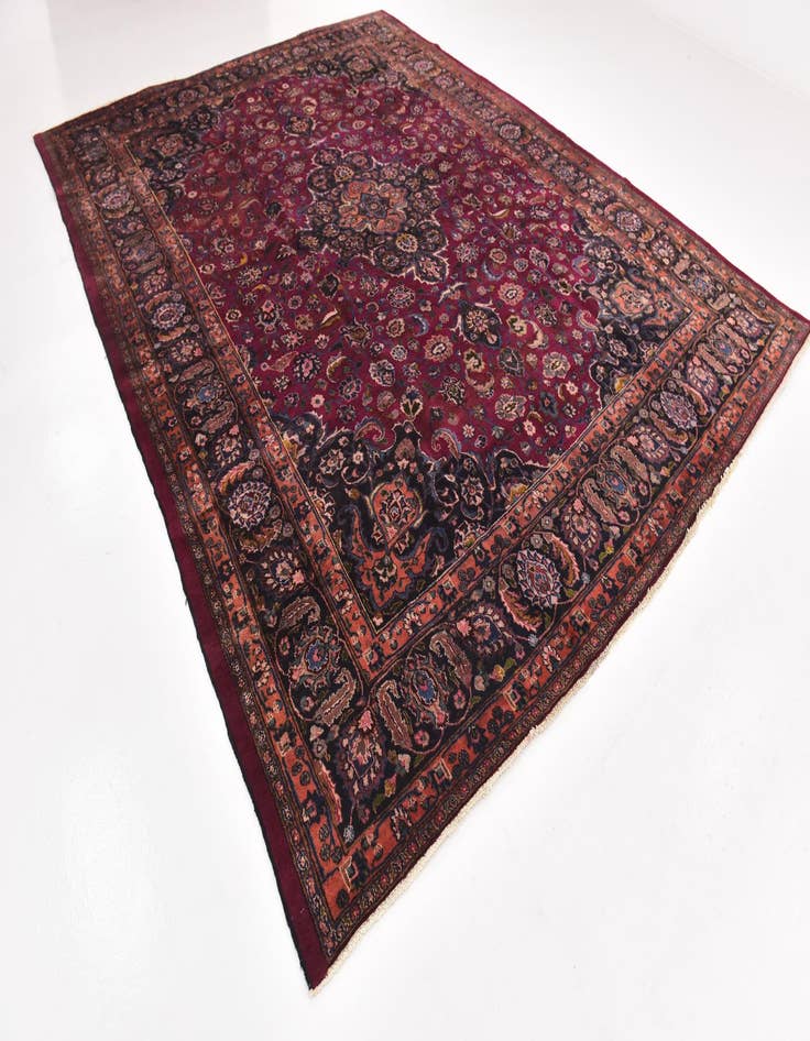 Detail image of  9' 9 x 12' 9  Hand Knotted Mashad Persian Wool Rug