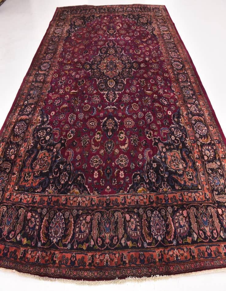 Detail image of  9' 9 x 12' 9  Hand Knotted Mashad Persian Wool Rug