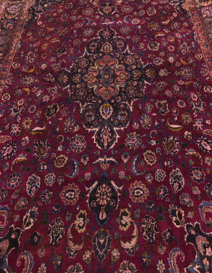 Detail image of  9' 9 x 12' 9  Hand Knotted Mashad Persian Wool Rug