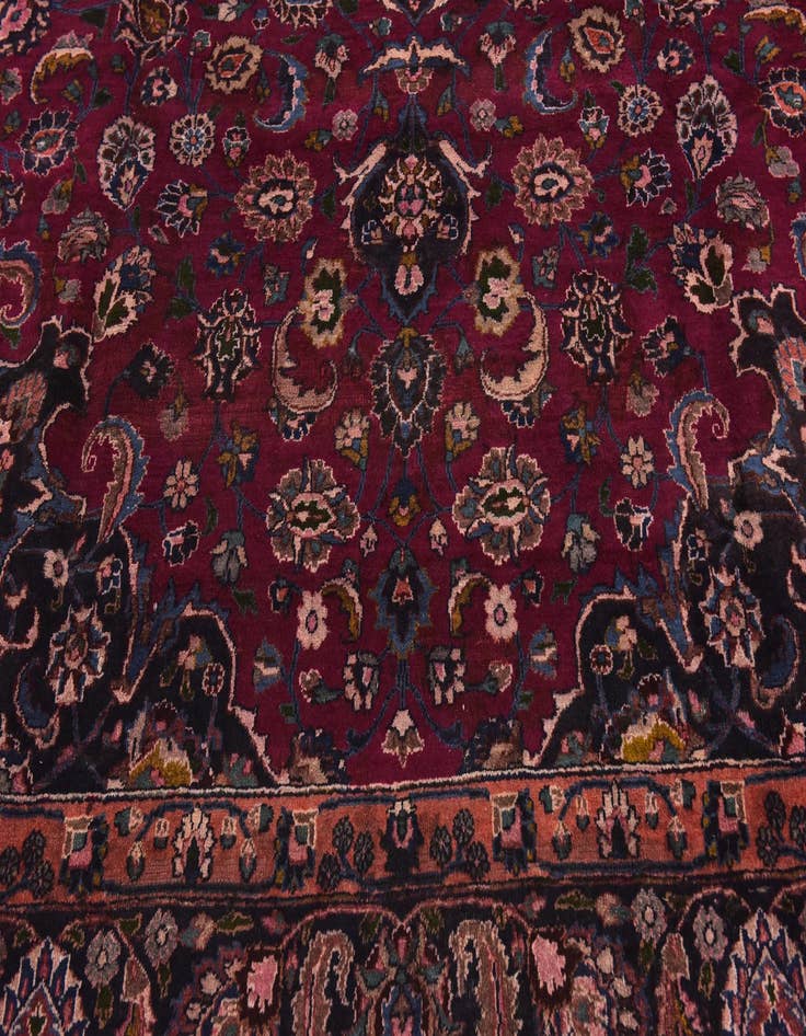 Detail image of  9' 9 x 12' 9  Hand Knotted Mashad Persian Wool Rug