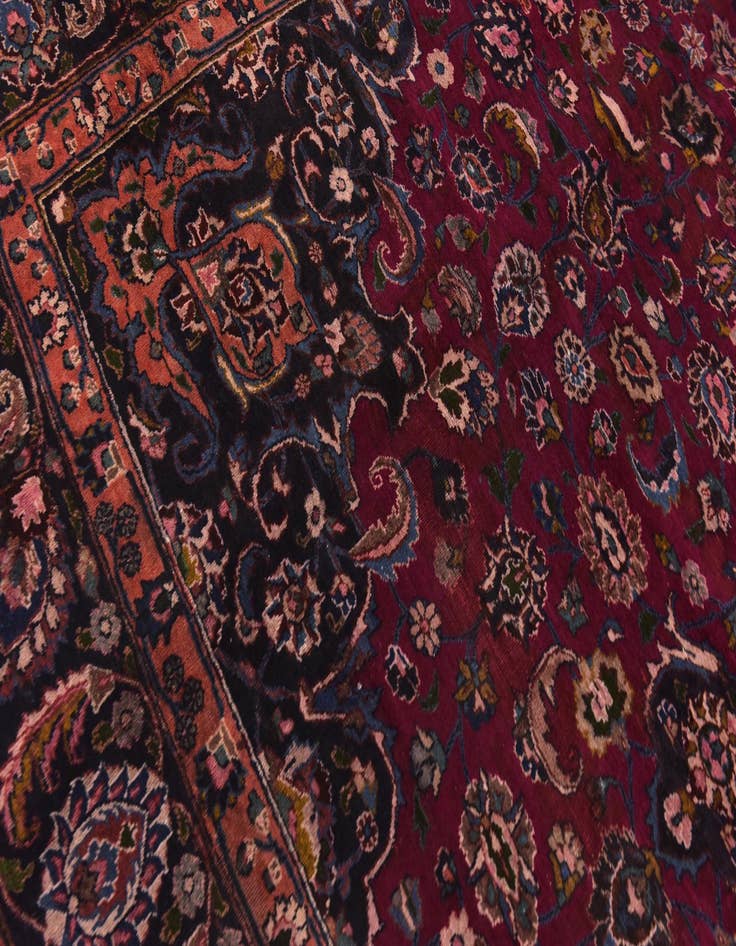 Detail image of  9' 9 x 12' 9  Hand Knotted Mashad Persian Wool Rug