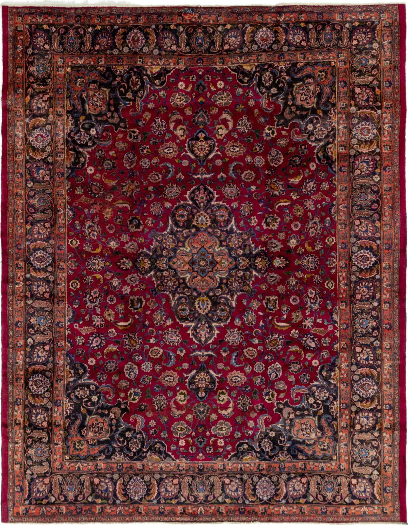Primary image 9' 9 x 12' 9 Hand Knotted Mashad Persian Wool Rug