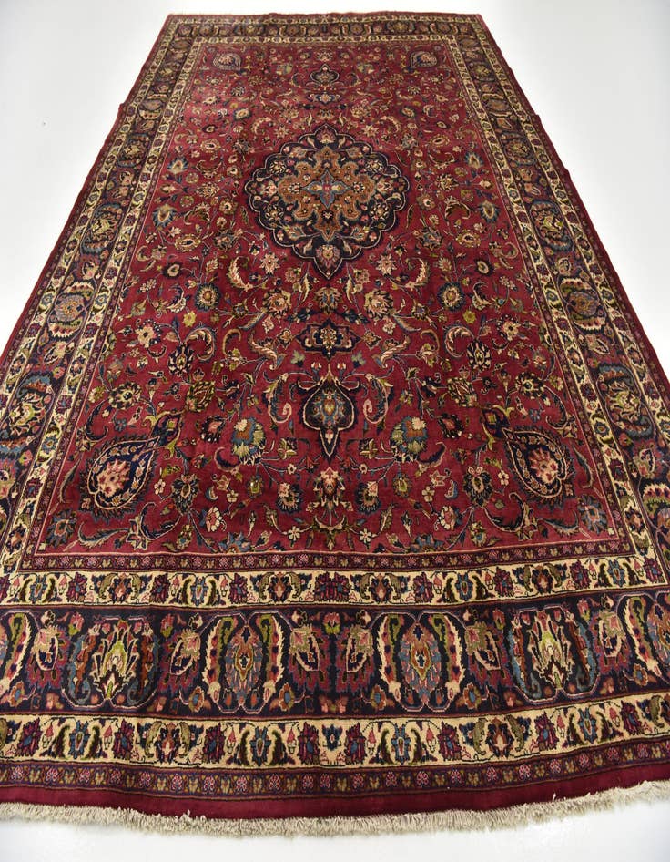 Detail image of  9' 6 x 12' 7  Hand Knotted Mashad Persian Wool Rug