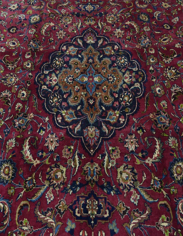 Detail image of  9' 6 x 12' 7  Hand Knotted Mashad Persian Wool Rug