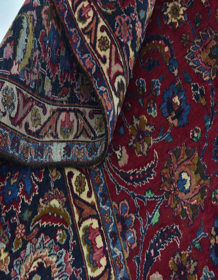 Detail image of  9' 6 x 12' 6  Hand Knotted Mashad Persian Wool Rug