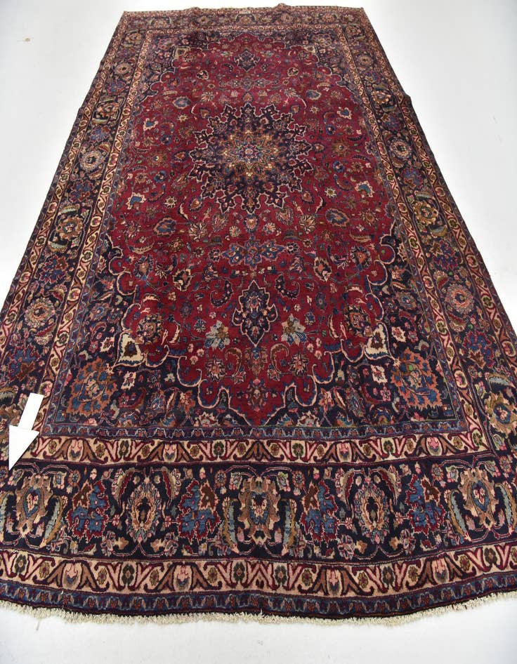 Detail image of  9' 6 x 12' 6  Hand Knotted Mashad Persian Wool Rug