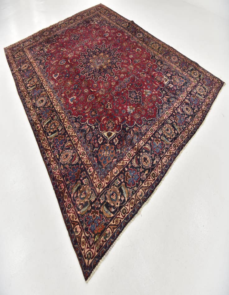 Detail image of  9' 6 x 12' 6  Hand Knotted Mashad Persian Wool Rug