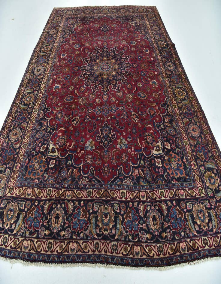 Detail image of  9' 6 x 12' 6  Hand Knotted Mashad Persian Wool Rug