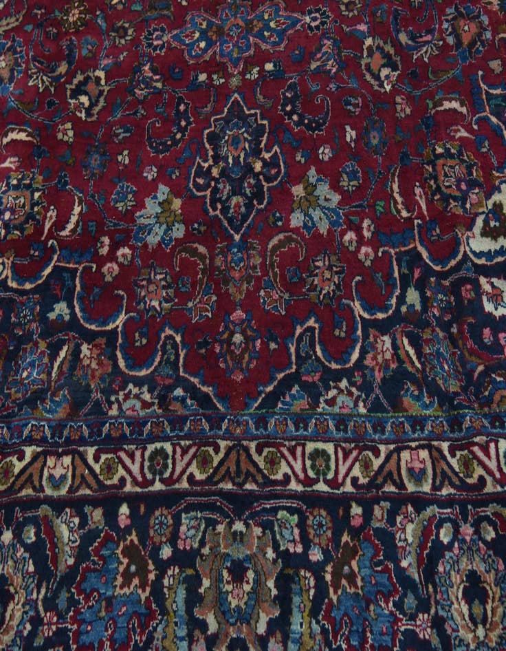 Detail image of  9' 6 x 12' 6  Hand Knotted Mashad Persian Wool Rug
