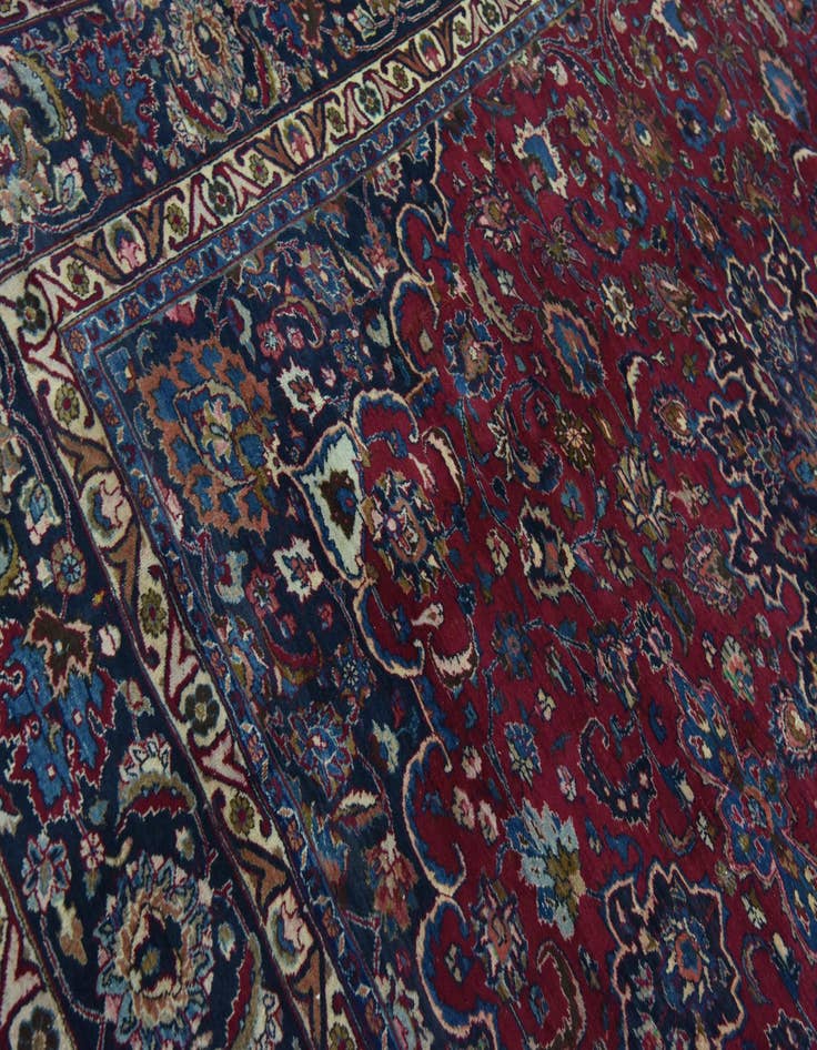 Detail image of  9' 6 x 12' 6  Hand Knotted Mashad Persian Wool Rug
