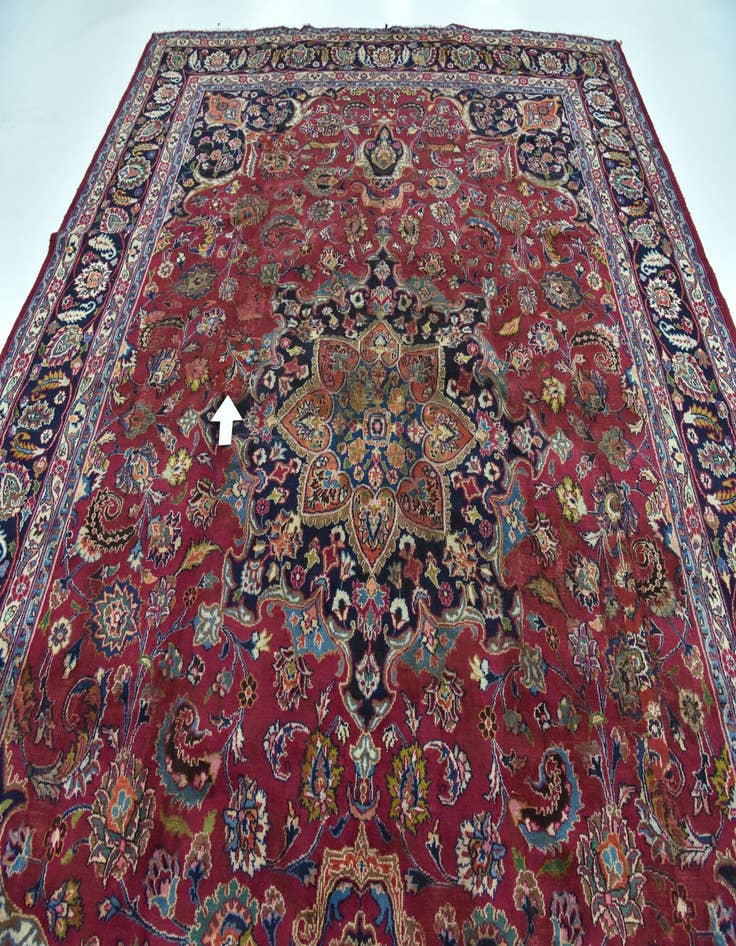 Detail image of  9' 8 x 13'  Hand Knotted Mashad Persian Wool Rug