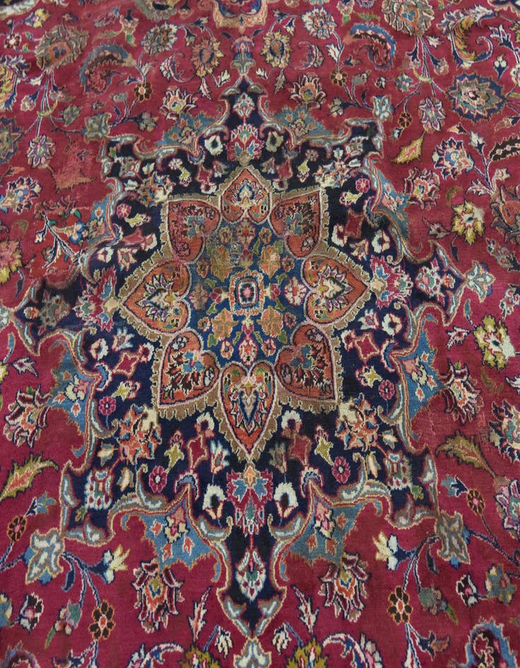Detail image of  9' 8 x 13'  Hand Knotted Mashad Persian Wool Rug