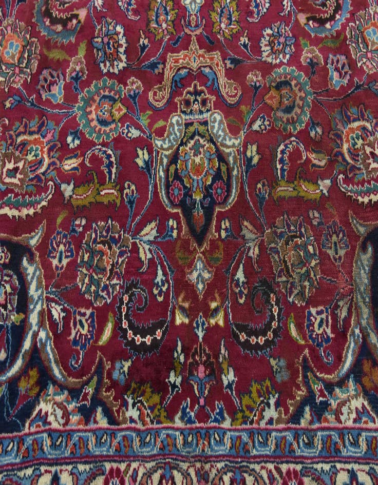 Detail image of  9' 8 x 13'  Hand Knotted Mashad Persian Wool Rug