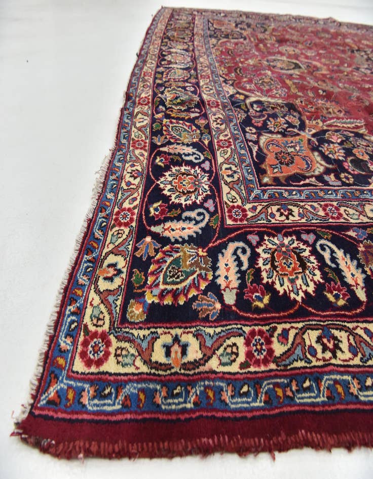 Detail image of  9' 8 x 13'  Hand Knotted Mashad Persian Wool Rug