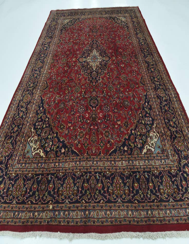 Detail image of  9' 9 x 12' 7  Hand Knotted Mashad Persian Wool Rug