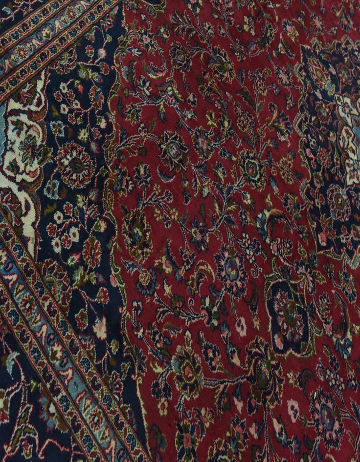 Detail image of  9' 9 x 12' 7  Hand Knotted Mashad Persian Wool Rug