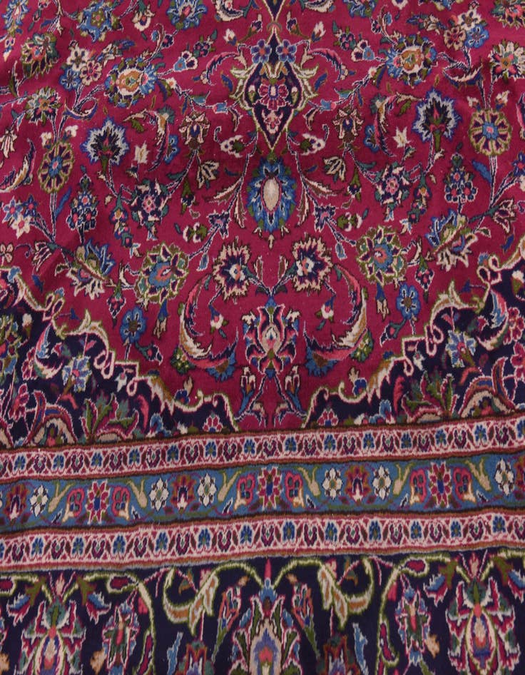 Detail image of  9' 9 x 13'  Hand Knotted Mashad Persian Wool Rug