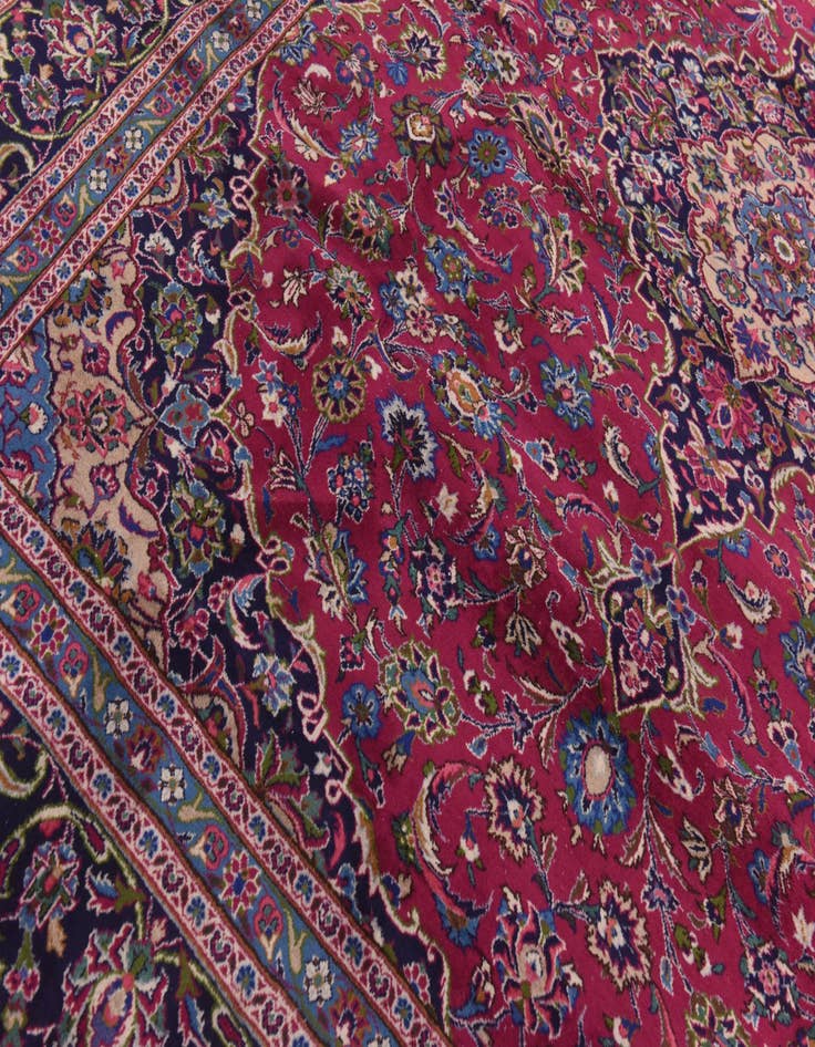 Detail image of  9' 9 x 13'  Hand Knotted Mashad Persian Wool Rug