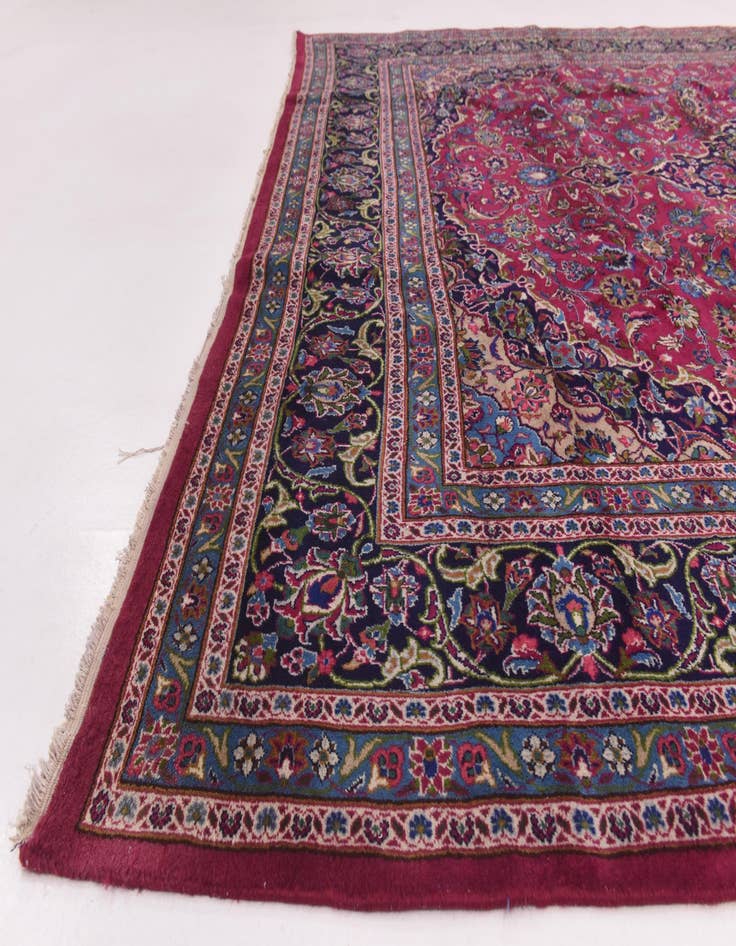 Detail image of  9' 9 x 13'  Hand Knotted Mashad Persian Wool Rug