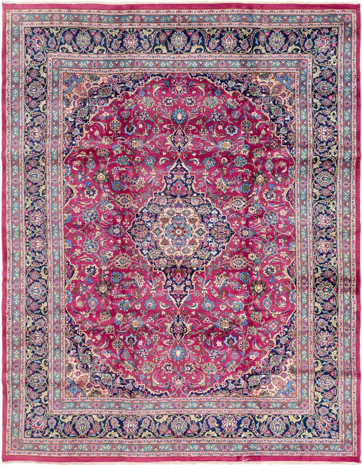 Primary image  9' 9 x 13'  Hand Knotted Mashad Persian Wool Rug