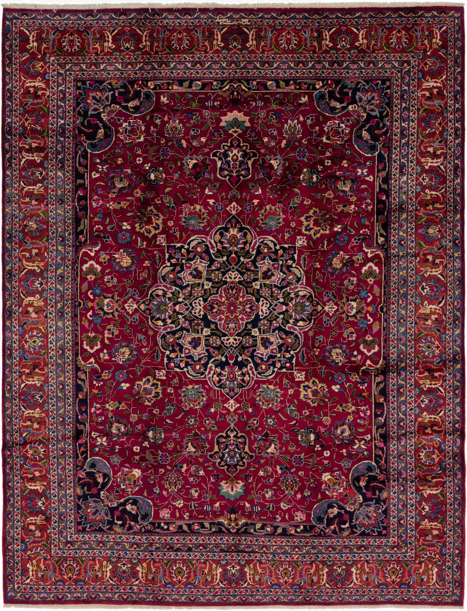  9' 8 x 12' 6  Hand Knotted Mashad Persian Wool Rug