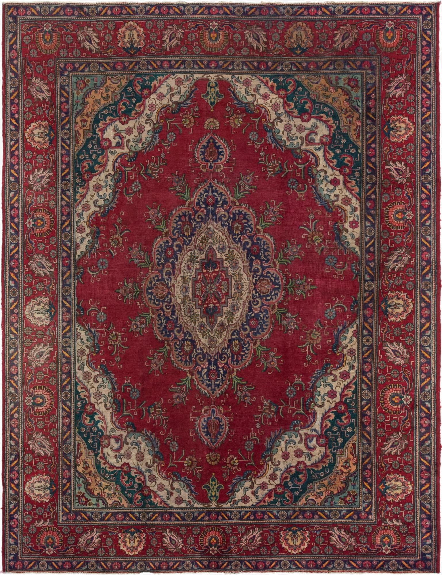 9' 8 x 12' 9  Hand Knotted Tabriz Persian Wool Rug