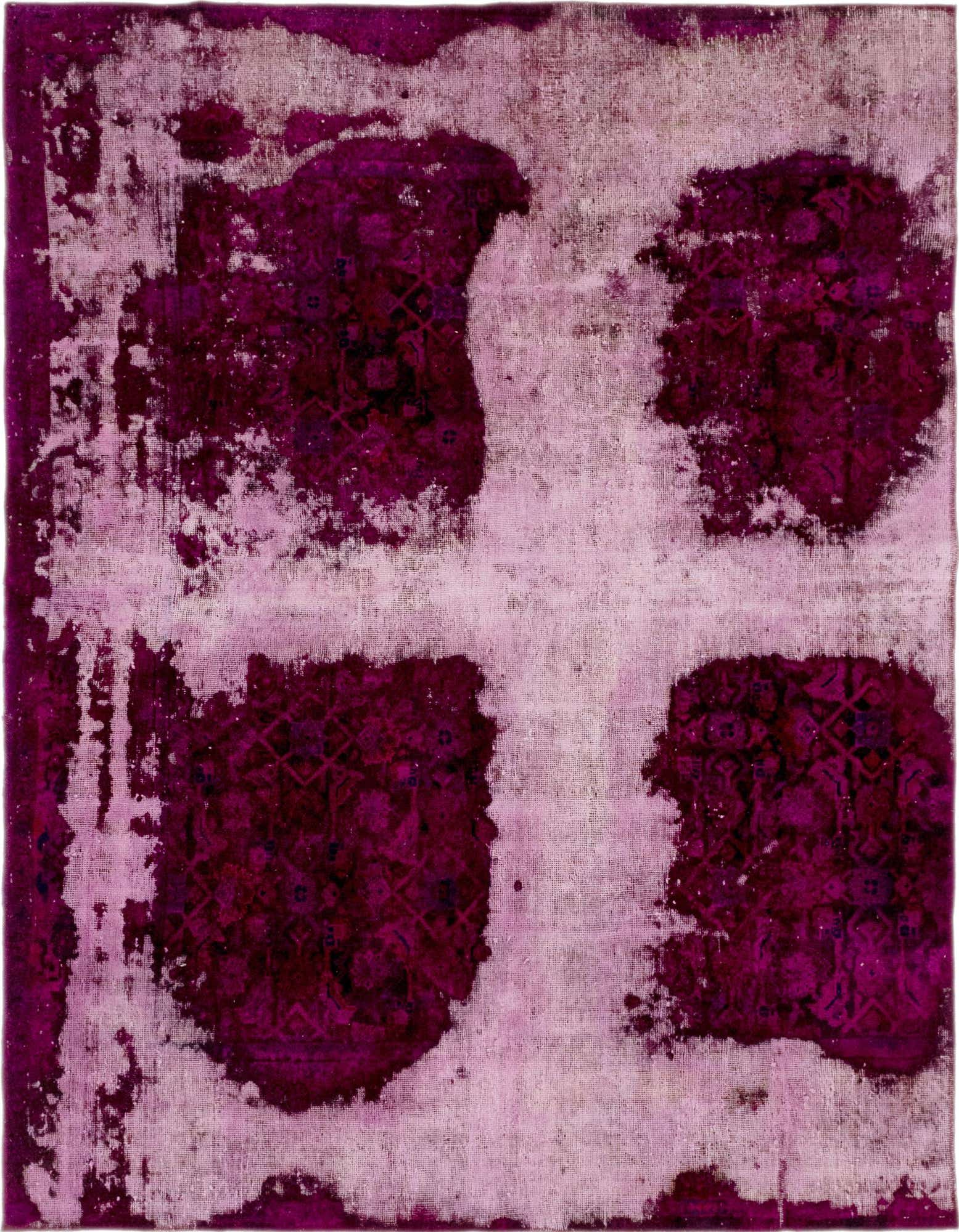 A 6x9 rectangular Ultra Vintage wool rug featuring a distressed Persian pattern in shades of pink and red.