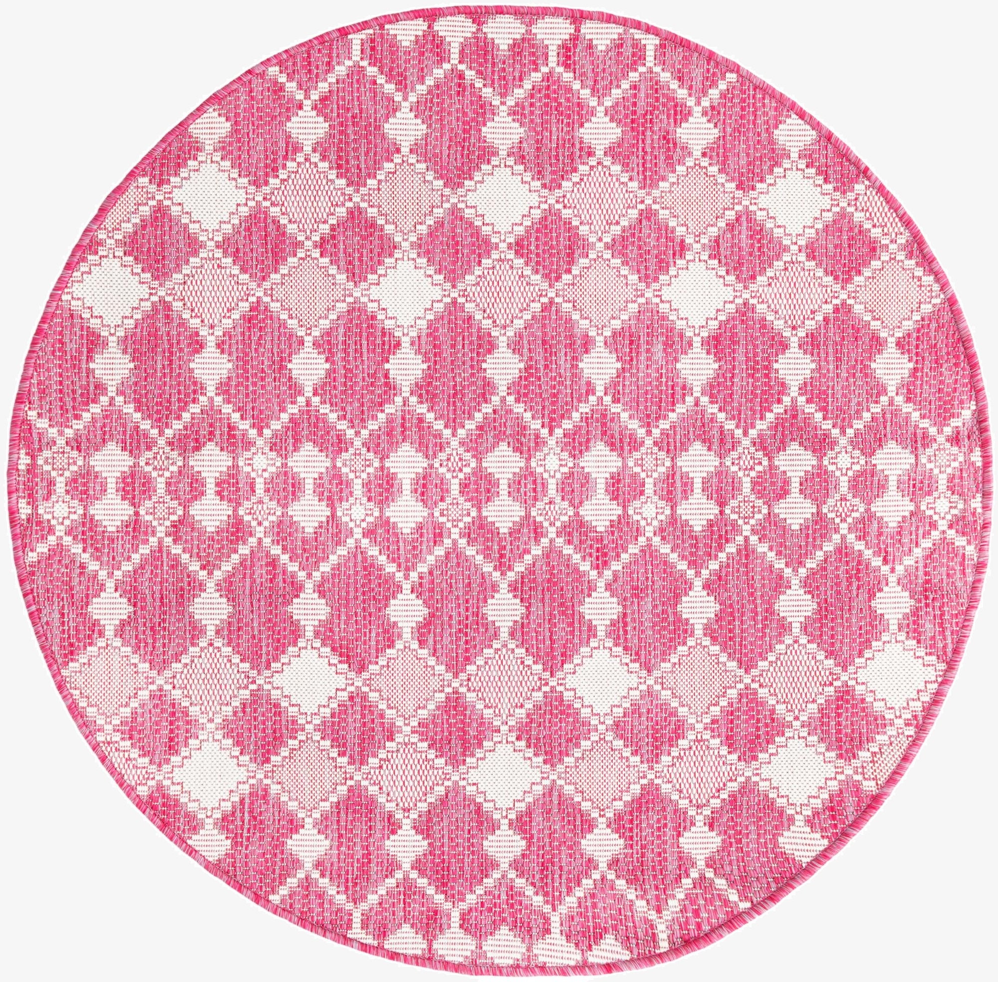  4' x 4'  Washable Lattice Indoor / Outdoor Round Rug
