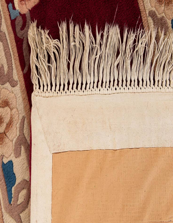 Detail image of  2' 4 x 4' 7  Hand Knotted Carved Pekin Oriental Wool Runner Rug