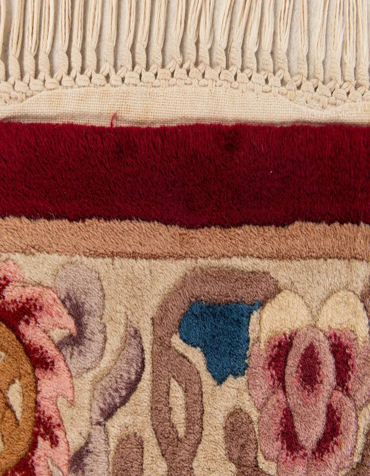 Detail image of  2' 4 x 4' 7  Hand Knotted Carved Pekin Oriental Wool Runner Rug