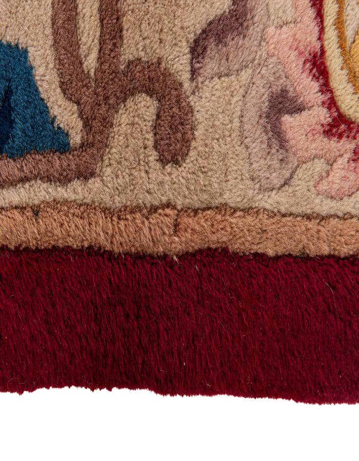 Detail image of  2' 5 x 4' 9  Hand Knotted Carved Pekin Oriental Wool Runner Rug